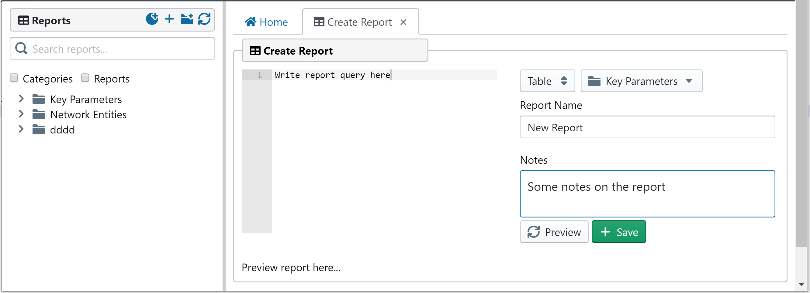 Create report tab